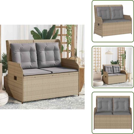 Banc de jardin en résine - vidaXL Banc inclinable de jardin avec coussins beige résine tressée - Banc de jardin en acier (1/5)