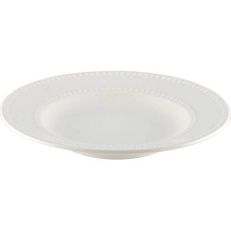 Assiette Creuse Ronde en Porcelaine Blanche à Motifs Perles pour Table Ø 22 cm - PANGIVO (1/3)