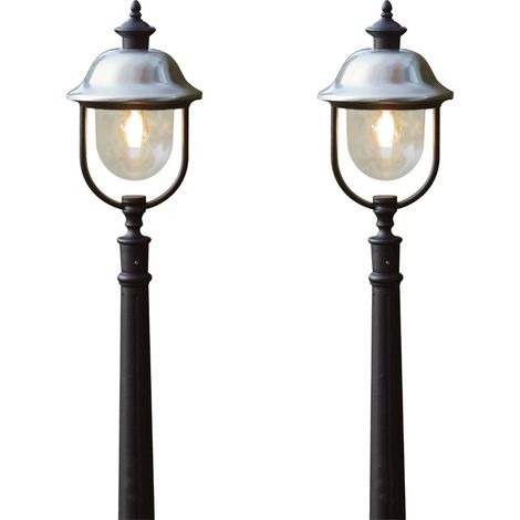 2er-Set schwarze Wegeleuchten PARMA, Edelstahl Lampendach, E27, IP43 (1/5)