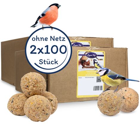 2 x 100 pcs. Lyra Pet® Boulettes de mésanges sans filet à 90 g = 18 kg