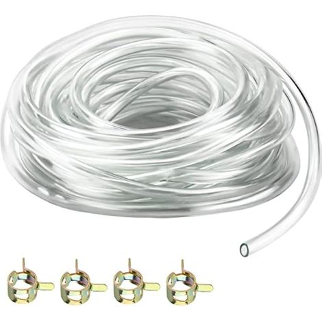 Tube PVC Silicone 5M, Tuyau Transparent de Pression 8mm ID x 11mm OD, D'Oxygène D'Aquarium, de Carburant, D'Huile, Avec 4 Colliers de Serrage (1/5)