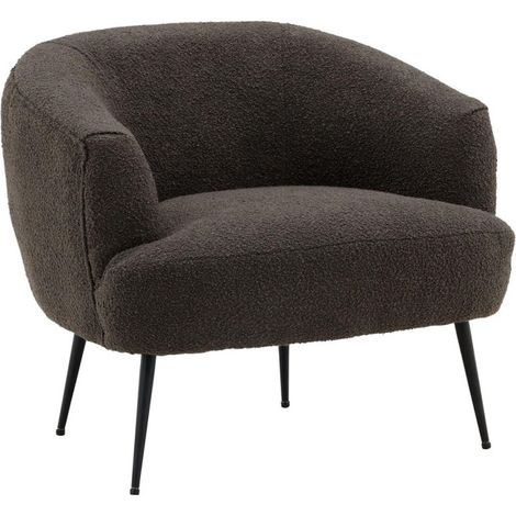 Fauteuil en Tissu Bouclette "Derry" 79cm Gris Foncé (1/5)