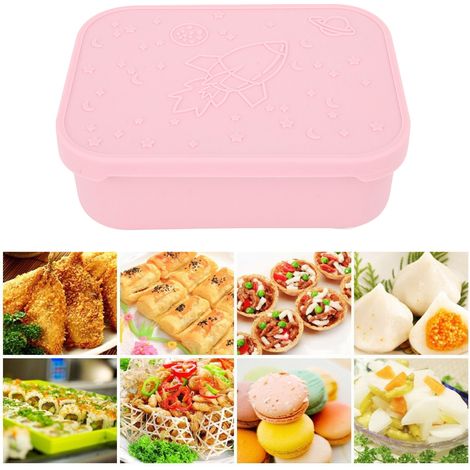 Boîte à lunch carrée en acier inoxydable 304 avec compartiments, idéale pour les étudiants. Boîte hermétique avec couvercle en silicone, parfaite pour les pique-niques en extérieur. Couleur : rose. (1/5)