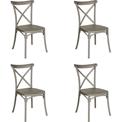GLOUPIE Set 4 Sedie Da Interno Ed Esterno Frankie In Polipropilene Tortora, Impilabile, L 47,5 x P 48 x H 88 Cm (1/5)