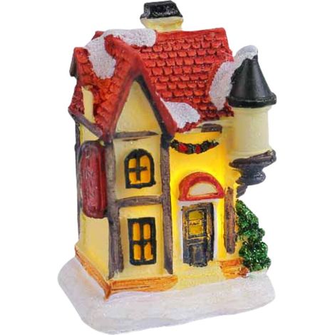 Décoration de bureau élégante Figurine d'art unique pour étagère et table-T2-48 Petite maisonnette lumineuse multicolore, Modèle D