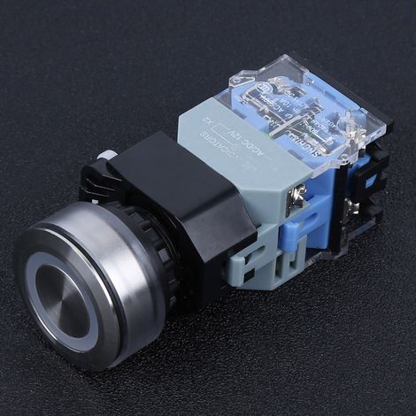 Bouton-poussoir compact avec voyant lumineux bleu, diamètre de montage 30 mm, LA38, AC/DC 12 V (autobloquant) (1/5)