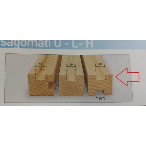Terminali Listelli Abete Sagomati "H" mm60x60x3000 Conf.4pz Prod Italia