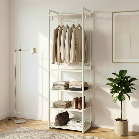 Perchero burro Jässaatka con 5 estantes 200x61x40 cm - Gris [en.casa]