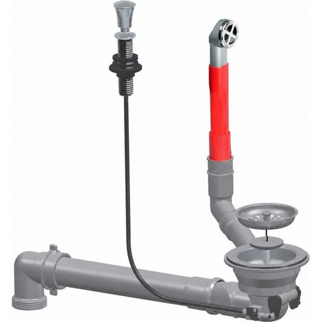 Automatischer Spülbeckenablauf Durchmesser 90mm, mit platzsparendem Stutzen und rundem Überlauf