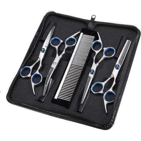 Kit de toilettage pour chiens et chats, ensemble de 6 ciseaux de toilettage pour animaux de compagnie. (1/4)
