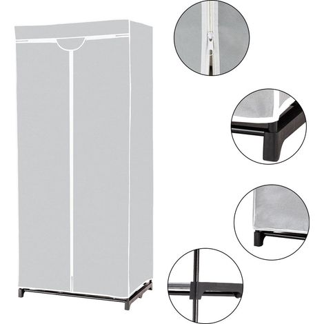 Armoire penderie en tissu 75 x 50 x 170 cm grande capacité de rangement esthétique moderne en non-tissé gris