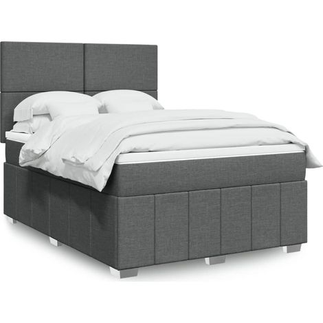 Boxspringbett mit Matratze Dunkelgrau 140x200 cm Stoff (1/5)