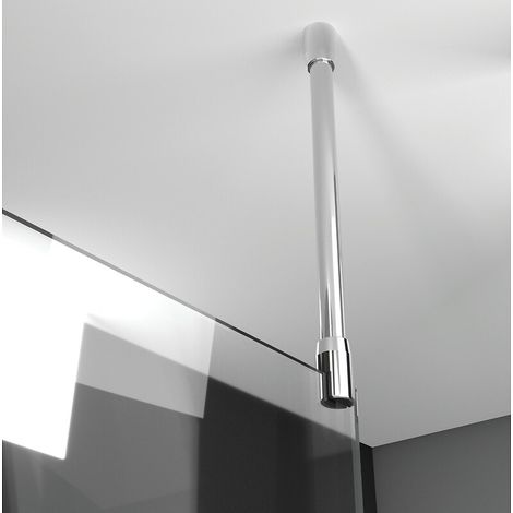 Leda – Barre de stabilisation au plafond pour parois de douche 5-8 mm – Adaptable sur vitrages – Tube diamètre 25 mm – Argent brillant
