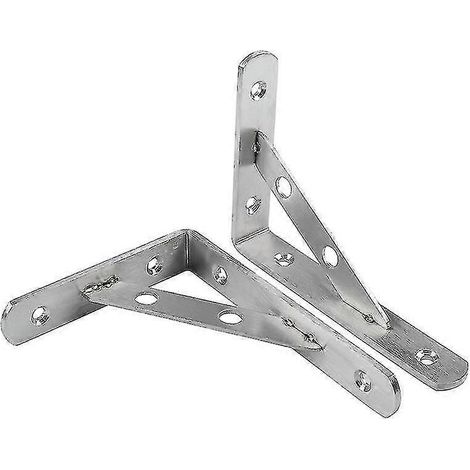 Équerre d'angle murale en acier inoxydable argentée, support solide à angle droit (lot de 2, argentée) (1/5)