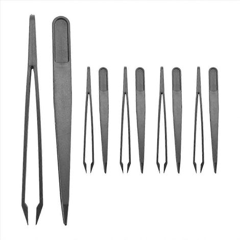 10 pièces noir plastique Tip Head antistatique Tweezer 12cm Length (1/5)