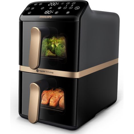 Philips – Friteuse sans huile 10 L – Puissance 2750 W – Double compartiment autonome – Technologie de friture à air rapide – Panier vertical