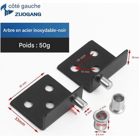 2 paires de charnières pivotantes en acier inoxydable, charnières pivotantes en haut et en bas avec bruyères (1/4)