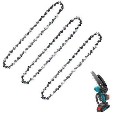 Lot de 3 mini chaînes de tronçonneuse de 30,5 cm de rechange pour tronçonneuses portatives sans fil, petite lame de tronçonneuse à faible rebond pour la taille des arbres et la coupe du bois (45 (1/4)
