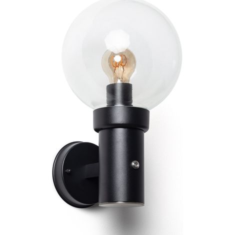 Aplique de Pared Exterior Acero Inoxidable con Sensor Crepuscular Optic Negro