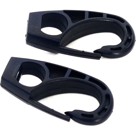 Ganci a moschettone in nylon nero ricambio per elastici Ø 6 mm. 2 pz.