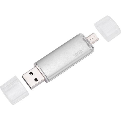 Silberner, tragbarer OTG USB 2.0-Flash-Speicher mit Dual-Use-Funktion und hoher Geschwindigkeit (16 GB) (1/5)