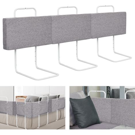 Randaco 2X Rausfallschutz Bettschutzgitter, Bettgitter,60cm 5-Loch Höhenverstellbar , Kinderbettgitter für Familienbett und Kinderbett(120cm,Grau)