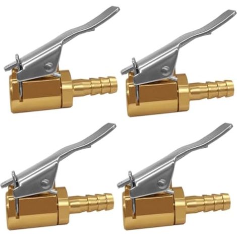 Lot de 4 mandrins d'air en laiton 6,35 mm ardillon à verrouillage ouvert pour gonfleur de pneu, compresseur d'air portable et robuste (1/5)