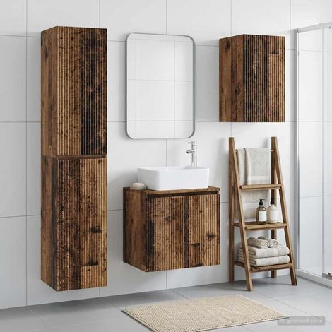 vidaXL Bathroom Furniture Set 3 pcs Old Wood 33 x 34.5 x 160 cm (1/5)
