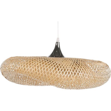 Lampadario in Bambù Marrone Chiaro e Metallo Forma Curva 118 x 64 cm Boyne (1/5)
