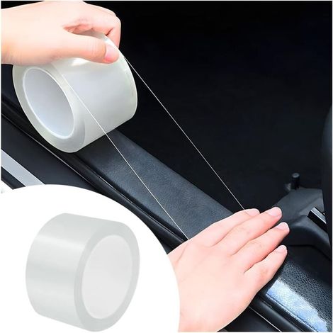 Film De Protection Universel Seuil De Porte Voiture, Caoutchouc Scuff Scratch Résistant Protection pour Porte De Voiture, avec Résistance à l'abrasion, Aux Rayures(Transparent1) (1/5)