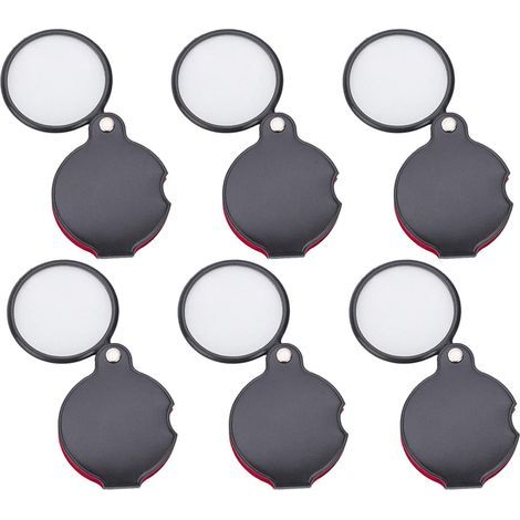 Lot de 6 mini loupes de poche 10X en verre optique avec revêtement cortical