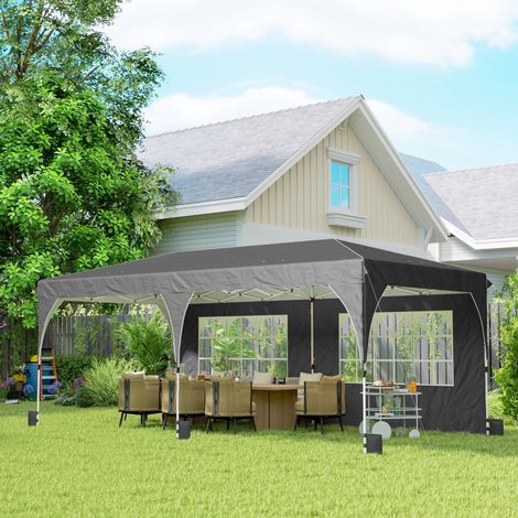 Carpa Plegable 6x3 m con Tiras Reflectantes UPF 50+ Fácil Montaje Sistema Central de Bloqueo Impermeable Gris Oscuro