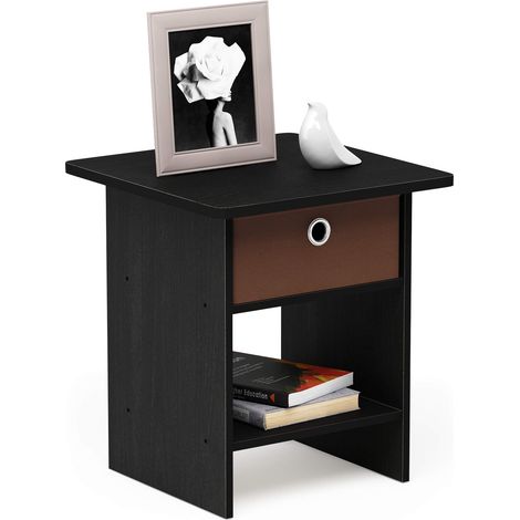 Étagère de Rangement Chevet/Table de Nuit avec Tiroir-Poubelle, Brun, Bois, Americano/Marron Moyen, One Size (1/5)