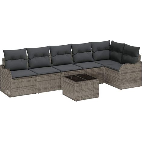 Maison Exclusive - Gartensofa-set Grau Poly-Rattan