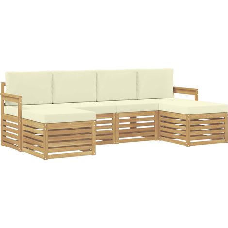 Set di divani da esterno 6 pz 6-Posti Bianco e Crema Poliestere vidaXL (1/5)