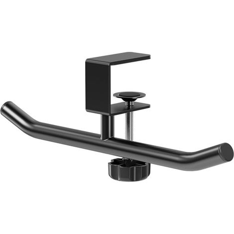 Heavy-duty carbon steel office bag hook with adjustable double bar for office, kitchen, classroom, and cafe. Black finish. (1/5)