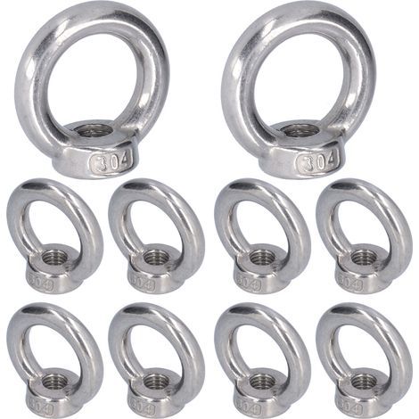 Stainless steel lifting eye nut, ring-shaped fastening tools for forestry machines M4 10 pieces (1/5)