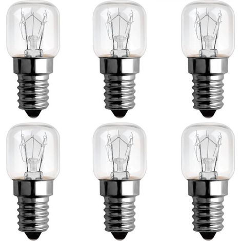 Ampoule Four 15W 300 Degres E14 Dimmable, AC220V-240V, Ampoule Incandescence E14 T22, 85LM Blanc Chaud 2300K, E14 Petit Culot à Vis Pygmy Lamps Pour Micro-ondes, Four, Lampe à sel, 6 Unité (1/5)