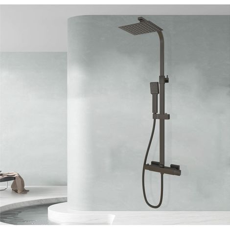 Biubiubath Bathroom Thermostatic Shower Mixer Square High Quality Matte Black Set Adjustable Anti Scald Set (1/5)