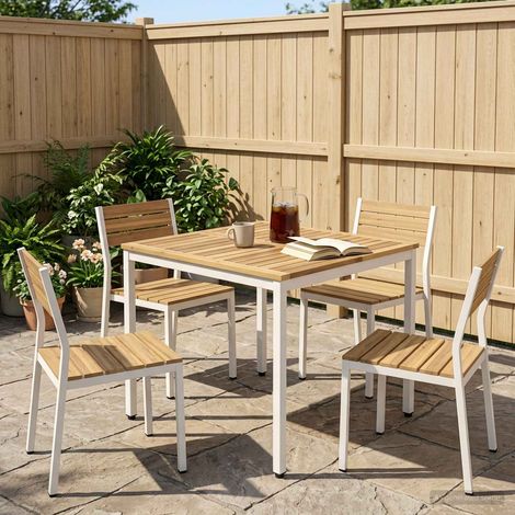 vidaXL Tavolo da cena da giardino Bianco 80 x 80,5 x 75 cm