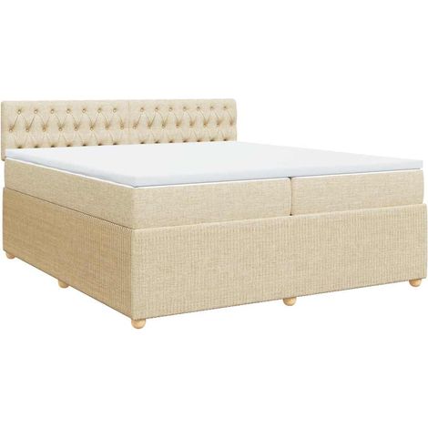 Maison Exclusive - Giroletto a Molle con Materasso Crema 200x200 cm in Tessuto