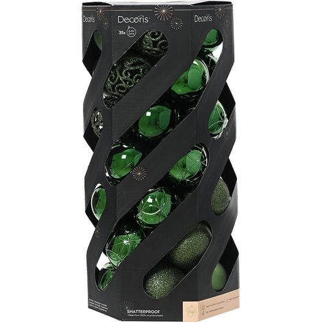 Bolas decoración árbol navidad ø6 cm, verde, caja 35 uds