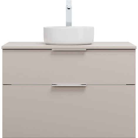 burgbad Eqio lavabo à poser en céramique, rond, au centre, meuble