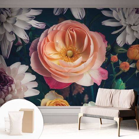Fototapete Tapete Vliestapete mit Kleber - Wandtattoo - leicht anzubringen - Wandverkleidung Blumenharmonie 312x219 cm (1/5)