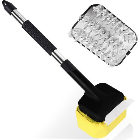 Brosse et grattoir de nettoyage pour barbecue sans poils - nettoyant résistant à la chaleur pour barbecue à gaz/charbon - compatible lave-vaisselle - ensemble de 3 pièces avec fibres d'aramide et tête (1/5)
