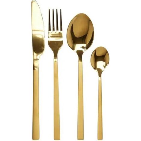 EXCELLENT cuberteria 16 piezas oro 503230 , El juego incluye: 4 cuchillos de mesa, 4 tenedores de mesa, 4 cucharadas y 4 cucharitas Material: Hecho de acero inoxidable de alta (1/2)