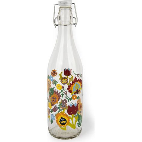 Excelsa New Delhi Bottiglia Acqua, 1 Litro, Vetro, con Guarnizione