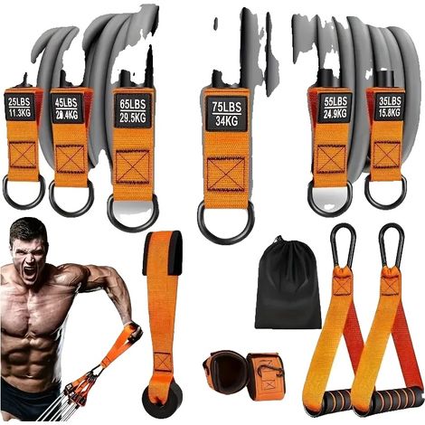 Bandas de resistencia, 5 niveles de resistencia, solución de ejercicio portátil, color naranja. (1/2)