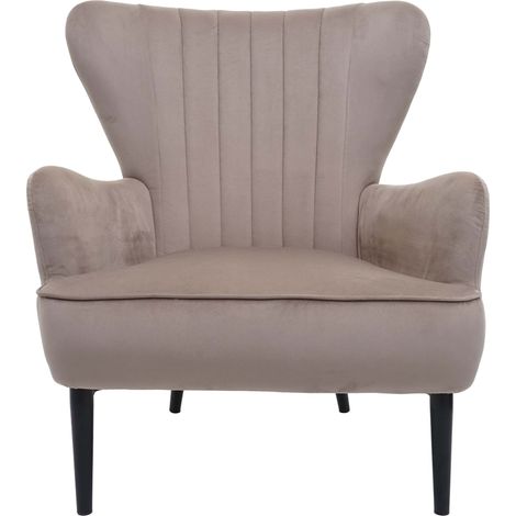 Lounge-Sessel HHG-737, Cocktailsessel Polstersessel Sessel, Samt (280g/m²) taupe