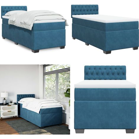 Boxspringbett mit Matratze Dunkelblau 90x190 cm Samt - Samtbett - Boxspringbett - Doppelbett - Bettsofa - Schlafsystem - Home & Living (1/5)